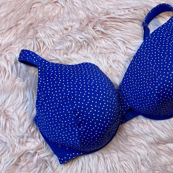 Cacique Blue & White Polka Dot Full Coverage Bra Size‎ 42DDD - Picture 2 of 6